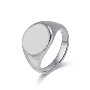 Minimalist Silver Titanium Stainless Steel Men's Signet Ring - Sleek Design, Durable, Hypoallergenic, Comfort Fit-Men's Ring-SunnyHouse Jewelry