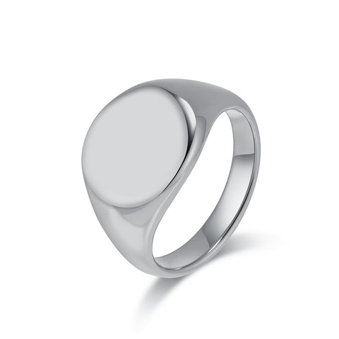 Minimalist Silver Titanium Stainless Steel Men's Signet Ring - Sleek Design, Durable, Hypoallergenic, Comfort Fit-Men's Ring-SunnyHouse Jewelry