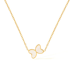 Women’s Titanium Stainless Steel Butterfly Pendant Necklace – Gold-Plated Chain with White Enamel Wings, Hypoallergenic Dainty Jewelry for Everyday Wear-Women's Necklace-SunnyHouse Jewelry