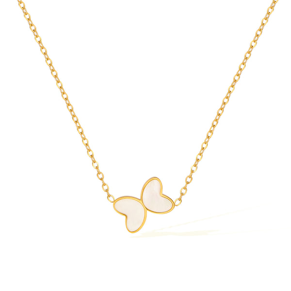 Women’s Titanium Stainless Steel Butterfly Pendant Necklace – Gold-Plated Chain with White Enamel Wings, Hypoallergenic Dainty Jewelry for Everyday Wear-Women's Necklace-SunnyHouse Jewelry