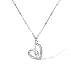 Women’s Lucky Heart Pendant Necklace – Elegant Silver-Tone Open Heart Necklace with Crystal Accents – Romantic Jewelry Gift for Women-Women's Necklace-SunnyHouse Jewelry