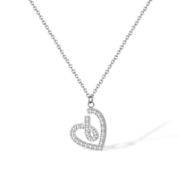 Women’s Lucky Heart Pendant Necklace – Elegant Silver-Tone Open Heart Necklace with Crystal Accents – Romantic Jewelry Gift for Women-Women's Necklace-SunnyHouse Jewelry