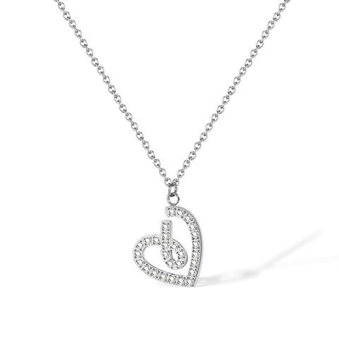 Women’s Lucky Heart Pendant Necklace – Elegant Silver-Tone Open Heart Necklace with Crystal Accents – Romantic Jewelry Gift for Women-Women's Necklace-SunnyHouse Jewelry