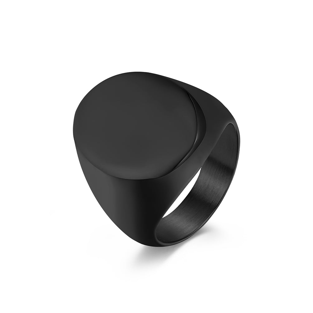 Bold Black Titanium Stainless Steel Men's Signet Ring - Modern Design, Durable, Hypoallergenic, Comfort Fit-Men's Ring-SunnyHouse Jewelry