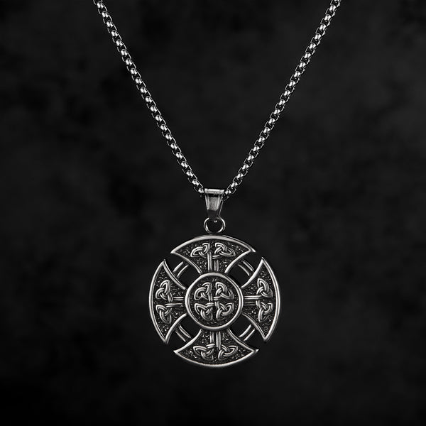 Celtic Cross Pendant Necklace for Men – Titanium Stainless Steel Norse Knotwork Amulet – Viking Trinity Knot Religious Jewelry-Men's Pendant Necklace-SunnyHouse Jewelry