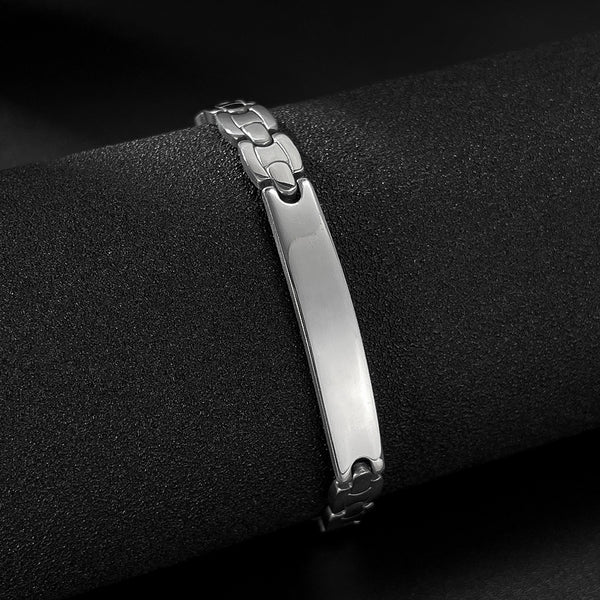 Men’s Fashion Simple Bracelet – Brushed Finish ID Plate Link Bracelet for Men – Durable, Lightweight & Hypoallergenic Men’s Jewelry-Men's Bracelet-SunnyHouse Jewelry