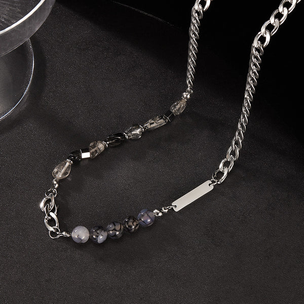 Women’s Natural Stone Necklace – Silver Chain Jewelry with Mixed Gemstone Beads, Durable Hypoallergenic Design-Women's Necklace-SunnyHouse Jewelry