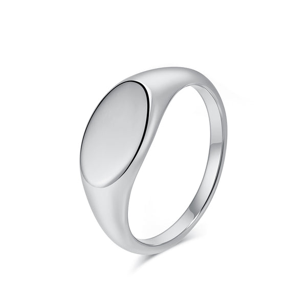 Women’s Round Signet Ring – Polished Finish, Durable and Hypoallergenic, Minimalist Everyday Jewelry-Women's Ring-SunnyHouse Jewelry