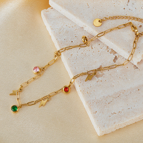 Chic Gold Anklet with Arrow Charms and Colorful Enamel Accents - Trendy Accessory for Every Style-Women's Anklet-SunnyHouse Jewelry