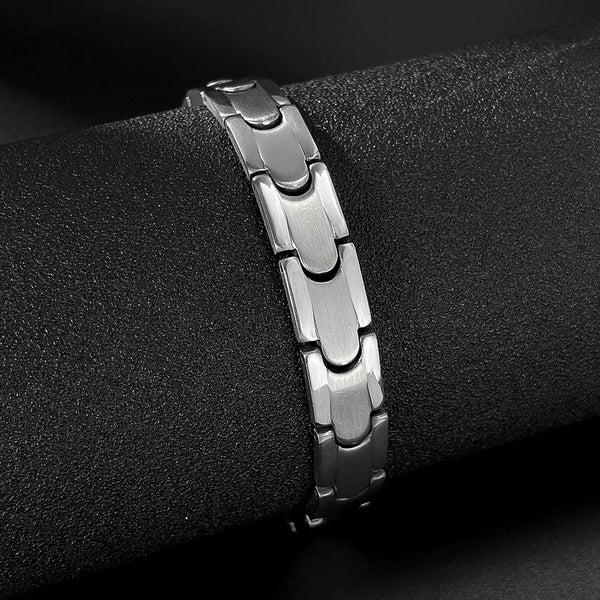 Men’s Titanium Stainless Steel Bracelet – Brushed Silver Classic Link Chain, Durable & Hypoallergenic Jewelry for Men, Modern & Sleek Design-Men's Bracelet-SunnyHouse Jewelry