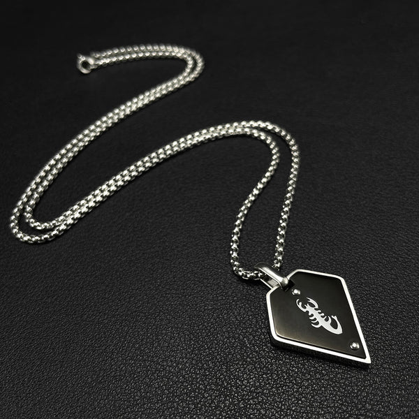 Elegant Men's Scorpion Pendant Necklace - Sleek Black and Silver, Stainless Steel Chain, Perfect for Everyday and Occasional Wear-Men's Pendant Necklace-SunnyHouse Jewelry