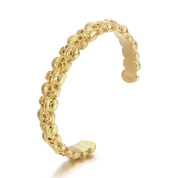 Men's Titanium Stainless Steel Skull Bracelet - Bold Gold-Toned Fashion Statement-Men's Bracelet-SunnyHouse Jewelry