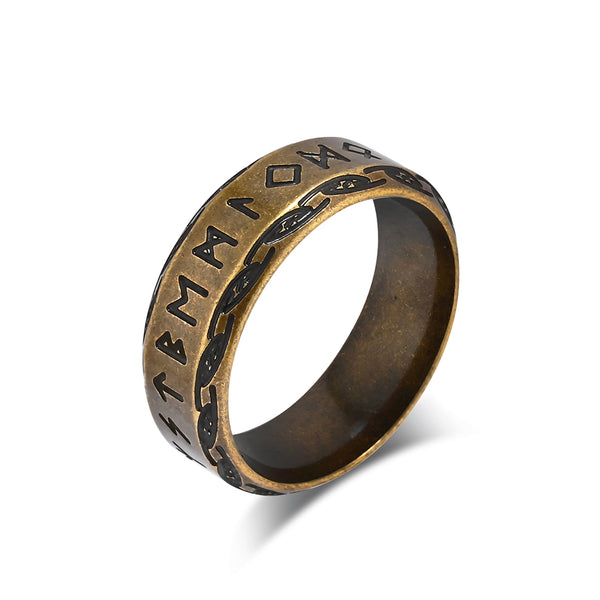 Men's Black Titanium Stainless Steel Ring with Viking Runic Engraving, Unique Symbolic Design, Durable, Comfortable Fit, Perfect for Gifts or Everyday Wear-Men's Ring-SunnyHouse Jewelry