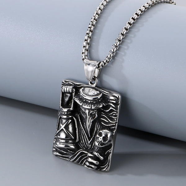 Men’s Titanium Stainless Steel Plague Doctor Pendant Necklace – Vintage Gothic Style – Durable Fashion Necklace for Men-Men's Pendant Necklace-SunnyHouse Jewelry
