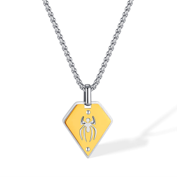 Vibrant Men's Scorpion Pendant Necklace - Yellow & Silver, Stainless Steel, Fashionable Daily Wear Jewelry, Great Gift Idea-Men's Pendant Necklace-SunnyHouse Jewelry