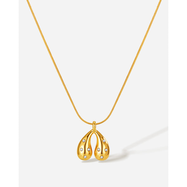 Women’s Fashion Pendant Necklace – Elegant Gold Teardrop Pendant with Crystal Accents – Fashion Jewelry Gift for Women-Women's Necklace-SunnyHouse Jewelry