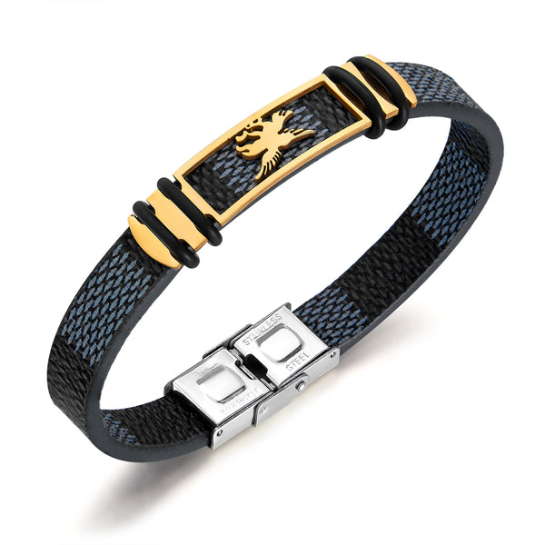 Men's Titanium Stainless Steel Bracelet with Lion Motif - Elegant Design, Durable and Hypoallergenic-Men's Bracelet-SunnyHouse Jewelry