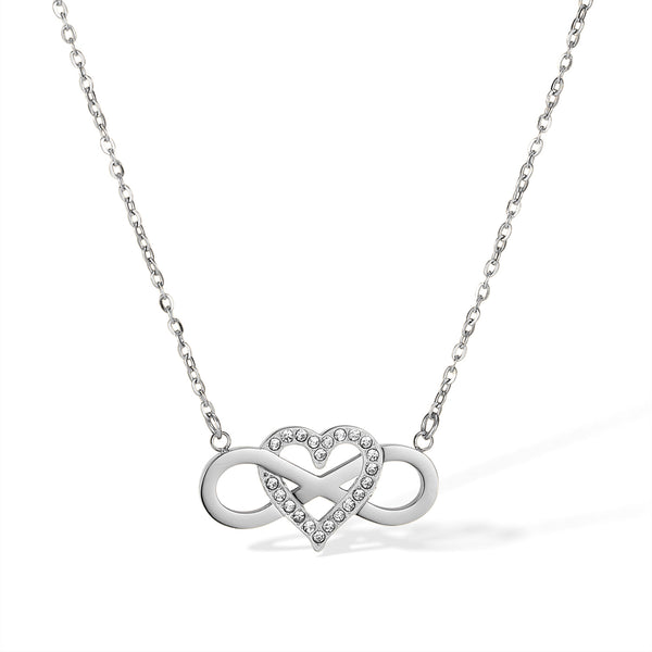 Women’s Titanium Stainless Steel Infinity Heart Pendant Necklace, Gold-Plated with Crystal Accents – Elegant Jewelry for Everyday and Special Occasions-Women's Necklace-SunnyHouse Jewelry