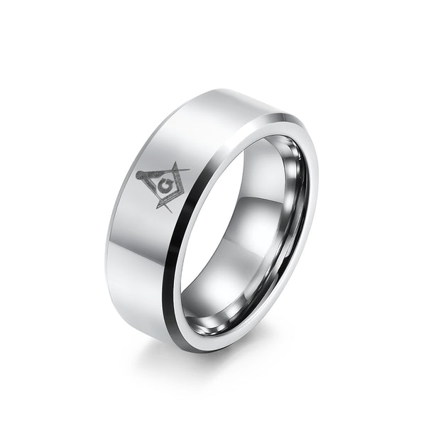 Elegant Gold Titanium Stainless Steel Men's Freemason Ring - Symbolic Design, Comfort Fit, Hypoallergenic, Durable, 8mm-Men's Ring-SunnyHouse Jewelry