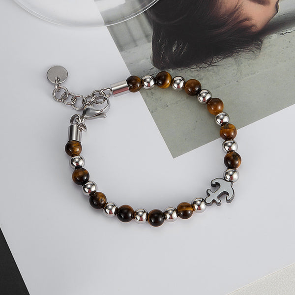 Men’s Tiger Eye Bead Bracelet with Anchor Charm – Stainless Steel Adjustable Clasp, Durable Fashion Jewelry for Men-Men's Bracelet-SunnyHouse Jewelry