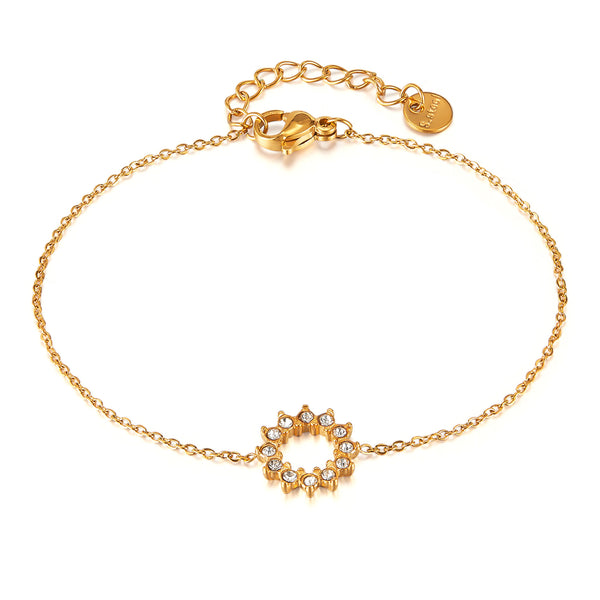 Women’s Titanium Stainless Steel Gold-Plated Circle Charm Bracelet – Elegant, Adjustable, Hypoallergenic Jewelry for Everyday and Special Occasions-Women's Bangle-SunnyHouse Jewelry