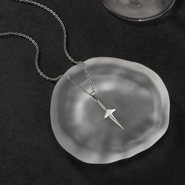 Women’s Lucky Sword Pendant Necklace – Silver-Tone Chain Jewelry for Everyday Wear, Gothic Punk Style-Women's Necklace-SunnyHouse Jewelry