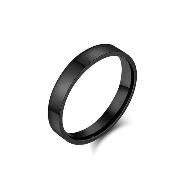 Women’s Simple Black Ring – Slim Polished Band, Durable and Hypoallergenic, Minimalist Everyday Jewelry-Women's Ring-SunnyHouse Jewelry