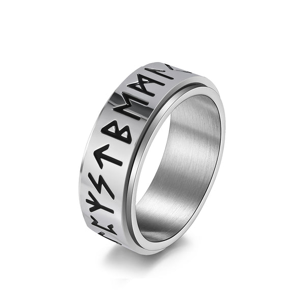 Men's Titanium Stainless Steel Rune Engraved Band - Durable Nordic Style Ring for Everyday Wear-Men's Ring-SunnyHouse Jewelry