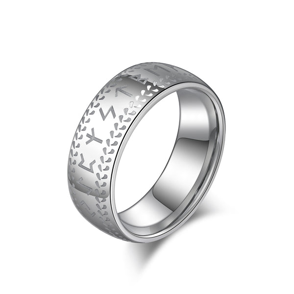Elegant Engraved Titanium Stainless Steel Men's Ring - Nordic Design, Comfort Fit, Durable, Hypoallergenic, 8mm-Men's Ring-SunnyHouse Jewelry