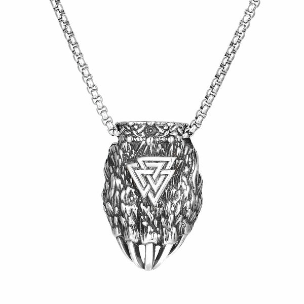 Men’s Titanium Stainless Steel Viking Pendant Necklace – Nordic Symbol Claw Design – Durable Norse Jewelry for Men-Men's Pendant Necklace-SunnyHouse Jewelry