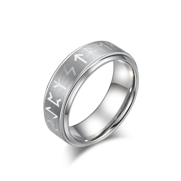 Men's Ring with Runic Pattern - Sleek Design, Comfort Fit, Durable, Hypoallergenic, 8mm-Men's Ring-SunnyHouse Jewelry