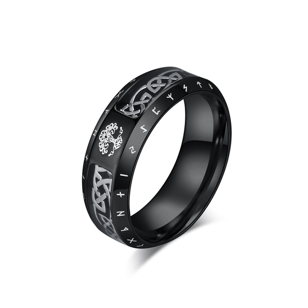 Men's Bronze Titanium Stainless Steel Ring with Celtic Knot and Viking Runic Engraving, Durable, Stylish, Comfortable Fit, Unique Gift for Men-Men's Ring-SunnyHouse Jewelry