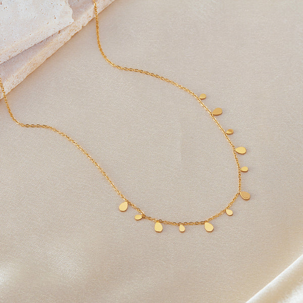 Women’s Titanium Stainless Steel Teardrop Pendant Necklace, Gold-Plated Hypoallergenic Chain, Minimalist Jewelry for Women and Girls, Elegant and Adjustable-Women's Necklace-SunnyHouse Jewelry