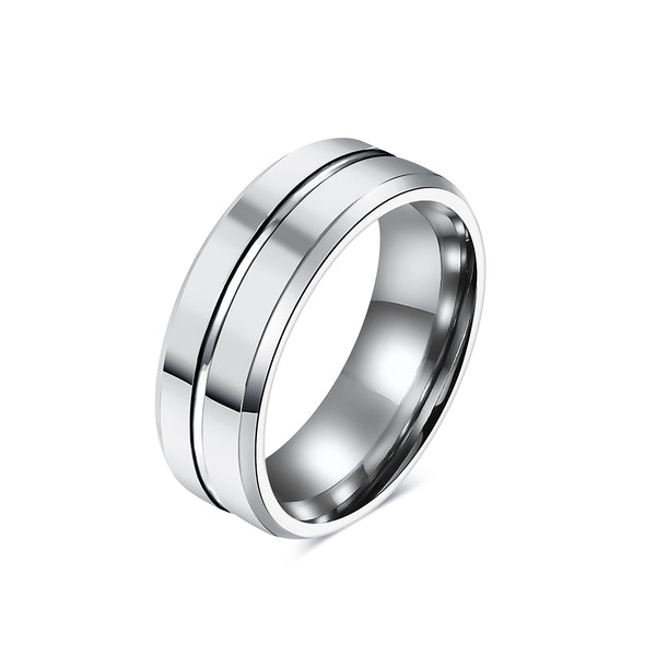 Vibrant Blue Titanium Stainless Steel Men's Ring - Modern Design, Comfort Fit, Scratch-Resistant, Hypoallergenic, 8mm-Men's Ring-SunnyHouse Jewelry