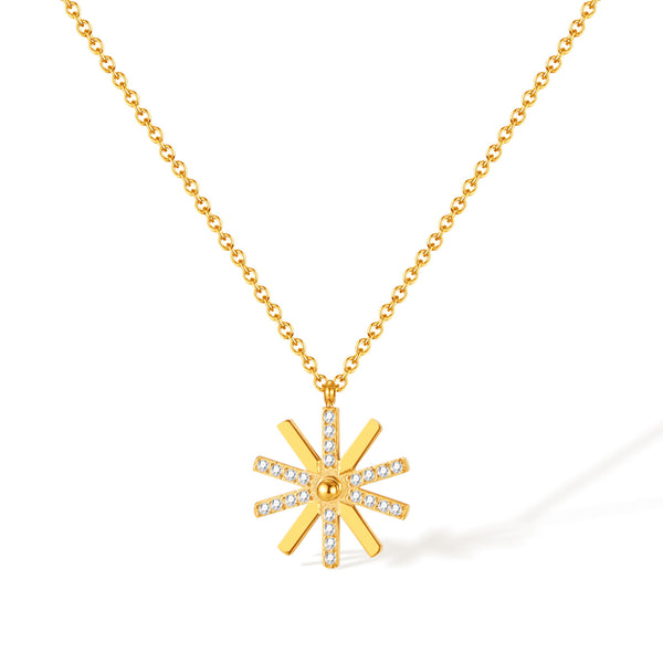 Women’s Elegant Gold Starburst Pendant Necklace with Crystal Accents – Fashion Jewelry Gift for Women-Women's Necklace-SunnyHouse Jewelry