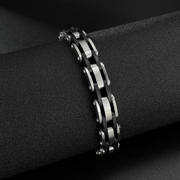 Men’s Titanium Stainless Steel Bracelet – Black and Silver Link Chain Design, Durable & Stylish Biker Jewelry for Men – Heavy Duty, Hypoallergenic, Rust Resistant-Men's Bracelet-SunnyHouse Jewelry