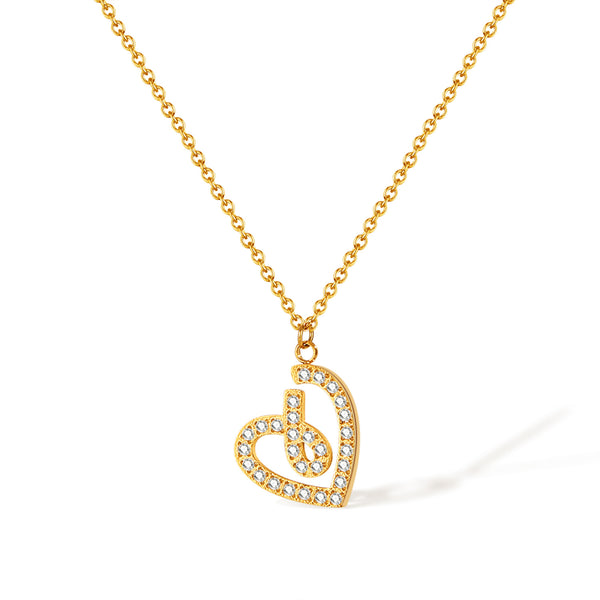 Women’s Lucky Heart Pendant Necklace – Elegant Silver-Tone Open Heart Necklace with Crystal Accents – Romantic Jewelry Gift for Women-Women's Necklace-SunnyHouse Jewelry