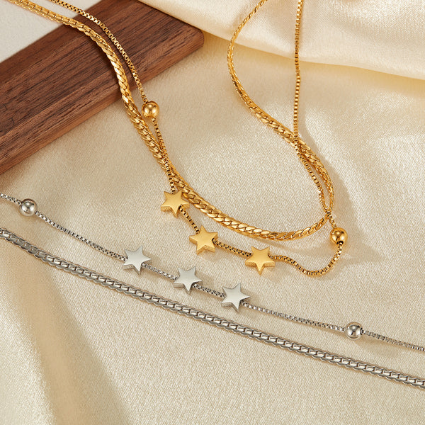 Charming Women's Gold Star Pendant Necklace - Delicate Layered Chain Jewelry-Women's Necklace-SunnyHouse Jewelry