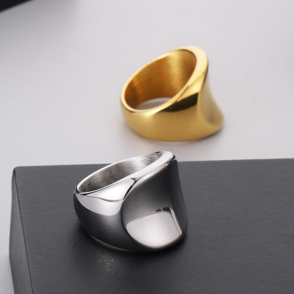 Men’s Titanium Stainless Steel Statement Ring – Bold Gold-Plated Dome Design – Durable, Polished Fashion Ring for Men-Men's Ring-SunnyHouse Jewelry