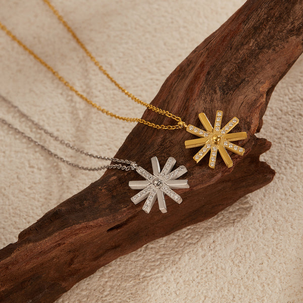 Women’s Elegant Gold Starburst Pendant Necklace with Crystal Accents – Fashion Jewelry Gift for Women-Women's Necklace-SunnyHouse Jewelry