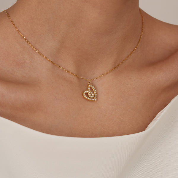 Women’s Lucky Heart Pendant Necklace – Elegant Silver-Tone Open Heart Necklace with Crystal Accents – Romantic Jewelry Gift for Women-Women's Necklace-SunnyHouse Jewelry