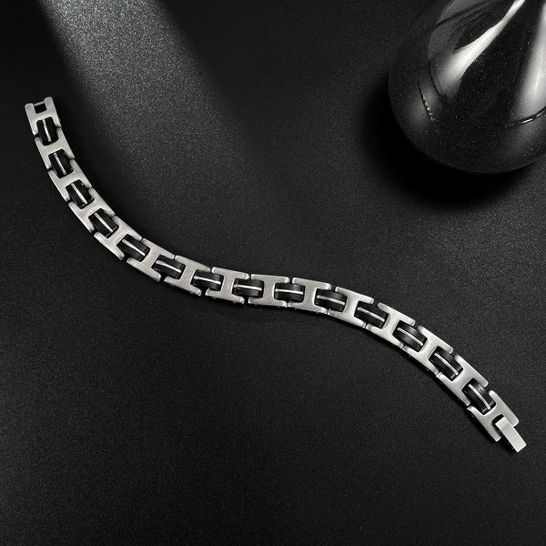 Men’s Harley Bike Bracelet – Dual-Tone Black & Silver Link Bracelet for Men – Durable, Stylish, Hypoallergenic Biker-Inspired Jewelry-Men's Bracelet-SunnyHouse Jewelry