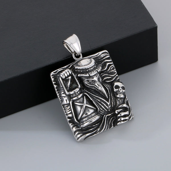 Men’s Titanium Stainless Steel Plague Doctor Pendant Necklace – Vintage Gothic Style – Durable Fashion Necklace for Men-Men's Pendant Necklace-SunnyHouse Jewelry
