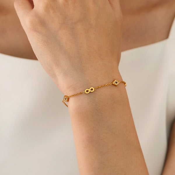 18K Gold‑Plated Titanium Stainless Steel Infinity Bracelet for Women – Adjustable Dainty Cubic Zirconia Charm, Hypoallergenic & Tarnish‑Resistant Jewelry Gift-Women's Bangle-SunnyHouse Jewelry
