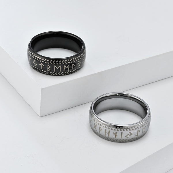 Elegant Engraved Titanium Stainless Steel Men's Ring - Nordic Design, Comfort Fit, Durable, Hypoallergenic, 8mm-Men's Ring-SunnyHouse Jewelry