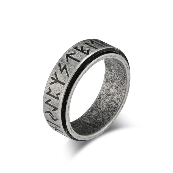 Men's Titanium Stainless Steel Rune Engraved Band - Durable Nordic Style Ring for Everyday Wear-Men's Ring-SunnyHouse Jewelry