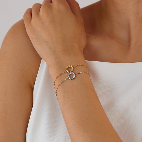 Women’s Titanium Stainless Steel Gold-Plated Circle Charm Bracelet – Elegant, Adjustable, Hypoallergenic Jewelry for Everyday and Special Occasions-Women's Bangle-SunnyHouse Jewelry