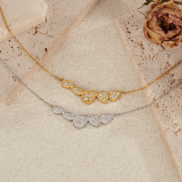 Women’s Teardrop Crystal Pendant Necklace – Sterling Silver Plated Chain with Sparkling Zircon Accents – Elegant Jewelry Gift for Women-Women's Necklace-SunnyHouse Jewelry