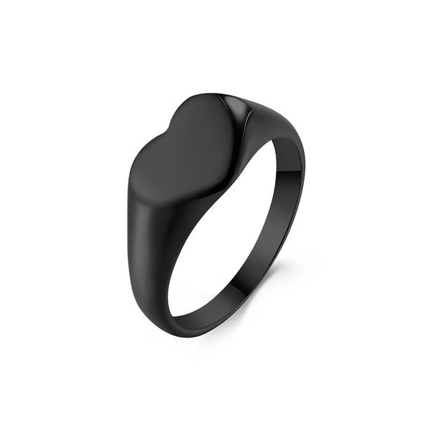 Women’s Heart Signet Ring – Polished Finish, Durable and Hypoallergenic, Elegant Minimalist Jewelry-Women's Ring-SunnyHouse Jewelry