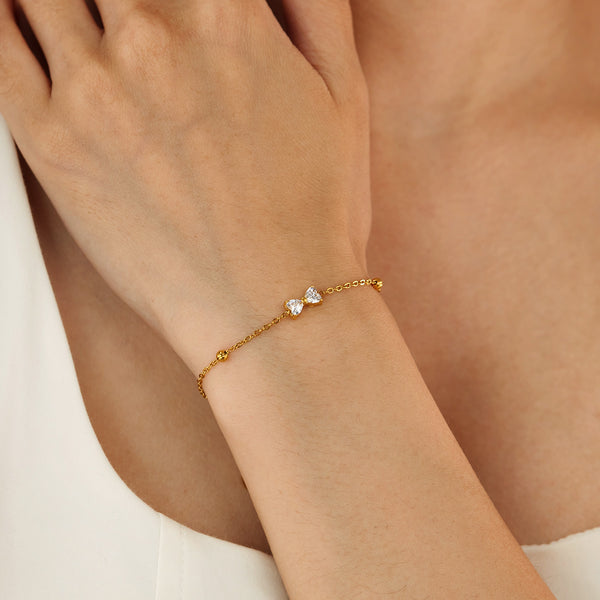 18K Gold‑Plated Titanium Stainless Steel Bow Bracelet for Women – Adjustable Dainty Cubic Zirconia Charm, Hypoallergenic & Tarnish‑Resistant Jewelry Gift-Women's Bangle-SunnyHouse Jewelry